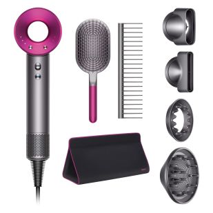 Фен Dyson Supersonic HD03 (фуксия) с 4 насадками, черным дорожным чехлом и расческами