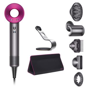 Фен Dyson Supersonic HD07 фуксия с 5 насадками в дорожном чехле и подставкой