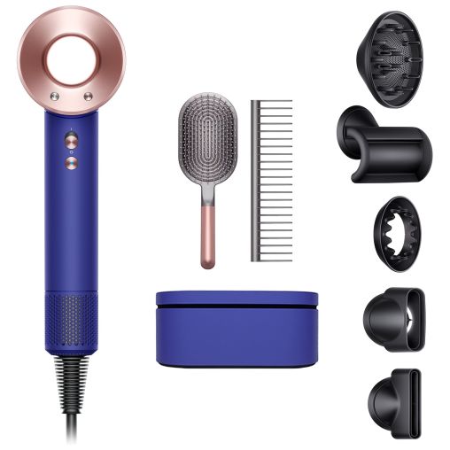Фен Dyson Supersonic HD07 (Vinca blue и Rosé) с 5 насадками, эксклюзивным чехлом-боксом и расческами