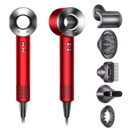 Фен Dyson Supersonic HD07 (красный) с 5 насадками и черным дорожным чехлом