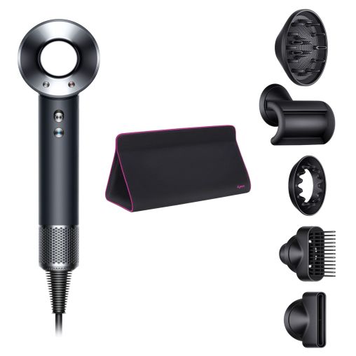 Фен Dyson Supersonic HD07 (черный/серебристый) с 5 насадками и черным дорожным чехлом