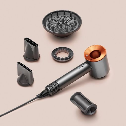Фен Dyson Supersonic HD07 (медный) с 5 насадками и черным дорожным чехлом
